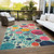 3' X 5' Teal Blue Pink And Orange Geometric Washable Indoor Outdoor Area Rug
