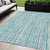 5' X 8' Teal Blue And Ivory Striped Washable Indoor Outdoor Area Rug - Teal Blue, Ivory