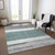 3' X 5' Teal Blue Off White And Gray Abstract Washable Indoor Outdoor Area Rug