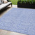 5' X 8' Denim Blue And Ivory Floral Washable Indoor Outdoor Area Rug