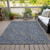 5' X 8' Denim Blue Navy Blue And Gray Floral Washable Indoor Outdoor Area Rug