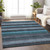 5' X 8' Teal Blue And Gray Striped Washable Indoor Outdoor Area Rug - Teal Blue, Gray