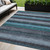 5' X 8' Teal Blue And Gray Striped Washable Indoor Outdoor Area Rug - Teal Blue, Gray