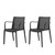 Set of Two Black Heavy Duty Plastic Outdoor Stacking Arm Chairs