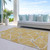 5' X 8' Gold And Ivory Geometric Washable Indoor Outdoor Area Rug Contemporary Style - Gold, Ivory Color