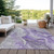 3' X 5' Purple And Ivory Abstract Washable Indoor Outdoor Area Rug