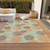 5' X 8' Beige Aqua And Orange Polka Dot Washable Indoor Outdoor Area Rug