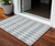 3' X 5' Sky Blue And Ivory Geometric Washable Indoor Outdoor Area Rug