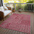 5' X 8' Red And Ivory Geometric Washable Indoor Outdoor Area Rug Transitional Style - Red, Ivory Color