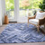 3' X 5' Navy Blue And Sky Blue Geometric Washable Indoor Outdoor Area Rug