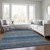 5' X 8' Navy Blue Sky Blue And Taupe Striped Washable Indoor Outdoor Area Rug