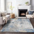 3' X 5' Denim Blue And Sky Blue Abstract Washable Indoor Outdoor Area Rug Transitional Style - Denim Blue, Sky Blue Color