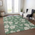 3' X 5' Sage And Ivory Floral Washable Indoor Outdoor Area Rug