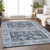 3' X 5' Blue And Denim Blue Aztec Washable Indoor Outdoor Area Rug