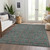 5' X 8' Teal Blue Beige And Taupe Floral Washable Indoor Outdoor Area Rug