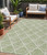 5' X 8' Green Beige And Ivory Geometric Washable Indoor Outdoor Area Rug