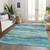 3' X 5' Turquoise Striped Washable Indoor Outdoor Area Rug - Turquoise