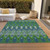 3' X 5' Green And Blue Southwestern Washable Indoor Outdoor Area Rug