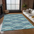 5' X 8' Teal Blue Navy Blue And Gray Abstract Washable Indoor Outdoor Area Rug - Teal Blue, Navy Blue, Gray