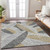 5' X 8' Gray Beige And Ivory Floral Washable Indoor Outdoor Area Rug