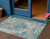 3' X 5' Teal Blue Ivory And Light Brown Damask Washable Indoor Outdoor Area Rug
