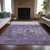 5' X 8' Purple And Silver Abstract Washable Indoor Outdoor Area Rug