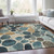 3' X 5' Teal Blue Beige And Ivory Geometric Washable Indoor Outdoor Area Rug