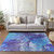 5' X 8' Purple And Navy Blue Abstract Washable Indoor Outdoor Area Rug