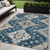5' X 8' Navy Blue Beige And Ivory Medallion Washable Indoor Outdoor Area Rug
