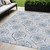 5' X 8' Gray And Denim Blue Medallion Washable Indoor Outdoor Area Rug