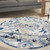 5' Blue And Gray Round Floral Indoor Outdoor Area Rug - Blue, Gray