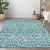 5' X 8' Teal Blue And Ivory Southwestern Washable Indoor Outdoor Area Rug
