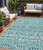 5' X 8' Teal Blue And Ivory Southwestern Washable Indoor Outdoor Area Rug