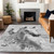 5' X 8' Gray And Silver Horse Washable Indoor Outdoor Area Rug