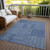 3' X 5' Navy Blue And Ivory Geometric Washable Indoor Outdoor Area Rug Transitional Style - Navy Blue, Ivory Color