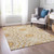 3' X 5' Gold Gray And Ivory Floral Medallion Washable Indoor Outdoor Area Rug