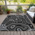 3' X 5' Black And Ivory Geometric Washable Indoor Outdoor Area Rug - Black, Ivory