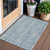 3' X 5' Blue And Ivory Striped Washable Indoor Outdoor Area Rug - Blue, Ivory