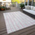 5' X 8' Pink Gray And Ivory Striped Washable Indoor Outdoor Area Rug