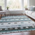 5' X 8' Teal Blue Brown And Ivory Striped Washable Indoor Outdoor Area Rug - Teal Blue, Brown, Ivory