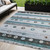 5' X 8' Teal Blue Brown And Ivory Striped Washable Indoor Outdoor Area Rug - Teal Blue, Brown, Ivory