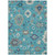 5' X 8' Teal Blue Silver And Gray Floral Washable Indoor Outdoor Area Rug