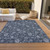 3' X 5' Denim Blue And Navy Blue Floral Washable Indoor Outdoor Area Rug - 608219174675