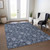 3' X 5' Denim Blue And Navy Blue Floral Washable Indoor Outdoor Area Rug - Denim Blue, Navy Blue