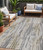 5' X 8' Beige And Gray Striped Washable Indoor Outdoor Area Rug