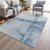 3' X 5' Sky Blue And Ivory Striped Washable Indoor Outdoor Area Rug - Sky Blue, Ivory