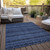 3' X 5' Navy Blue And Black Southwestern Washable Indoor Outdoor Area Rug