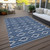 3' X 5' Navy Blue And Ivory Geometric Washable Indoor Outdoor Area Rug Transitional Style - Navy Blue, Ivory Color