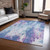 3' X 5' Blue Peach And Sky Blue Abstract Washable Indoor Outdoor Area Rug
