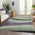 5' X 8' Purple And Green Abstract Washable Indoor Outdoor Area Rug